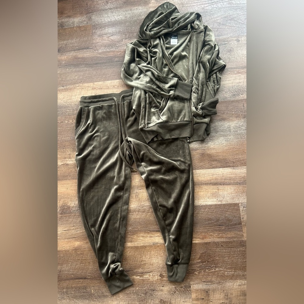 Olive Green Velour Tracksuit
